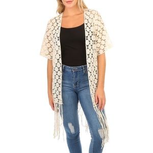 Rebellion Crochet Fringe Open Cardigan